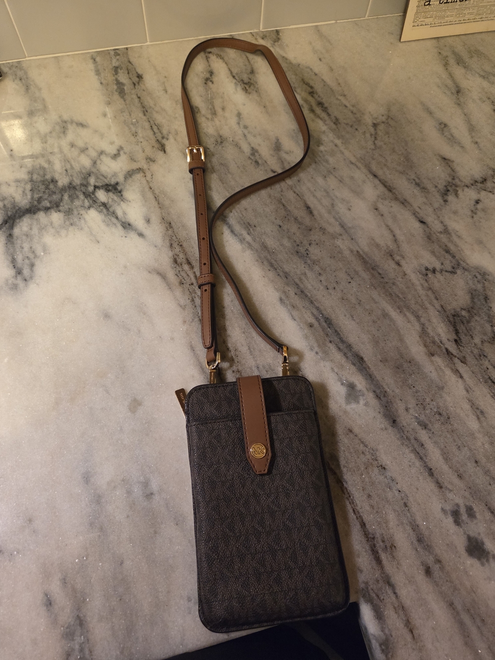 Michael Kors Brown Signature Phone Crossbody - Picture 8 of 10
